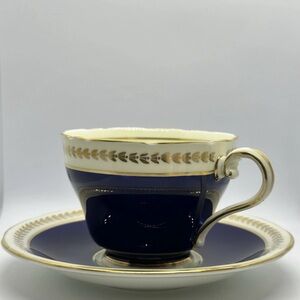 Aynsley Bone China Tea Cup & Saucer Blue Royal Pattern Made in England